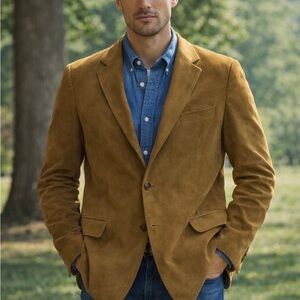 Etienne Aigner Mustard Suede Sport Coat Blazer